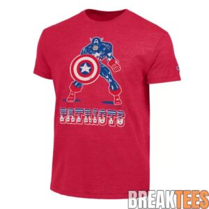 New England Patriots x Captain America 2026 Go Pats! Graphic T-Shirt 1