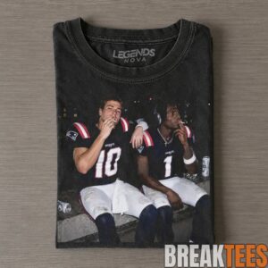 New England Patriots Drake Maye & Stefon Diggs Smoking on the Bench Tee