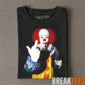 Pennywise IT Clown Vintage Horror Movie Graphic Middle Finger Tee 1 Pennywise IT Clown Vintage Horror Movie Graphic Middle Finger Tee 1