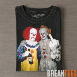 Pennywise IT Clown Vintage Horror Movie Graphic Middle Finger Tee 2 Pennywise IT Clown Vintage Horror Movie Graphic Middle Finger Tee 2