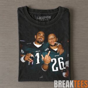 Philadelphia Eagles Jalen Hurts & Saquon Barkley Smoking, Drinking & Middle Finger Tee