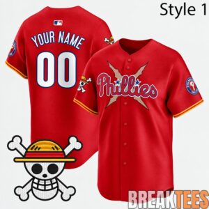 Philadelphia Phillies x One Piece 2026 Custom Baseball Jersey