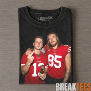 San Francisco 49ers Brock Purdy & George Kittle Drinking & Middle Finger Tee