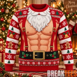 Santa Claus Six Pack Body Ugly Christmas Sweater 2026 for Holiday Fans