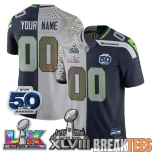 Seattle Seahawks Super Bowl LX Champs Split Edition Custom Jersey - Stitched 1