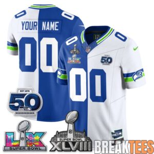 Seattle Seahawks Super Bowl LX Champs Split Edition Custom Jersey - Stitched 2