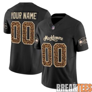 Seattle Seahawks x Macklemore Vapor Limited Custom Jersey - Leopard Print -Stitched