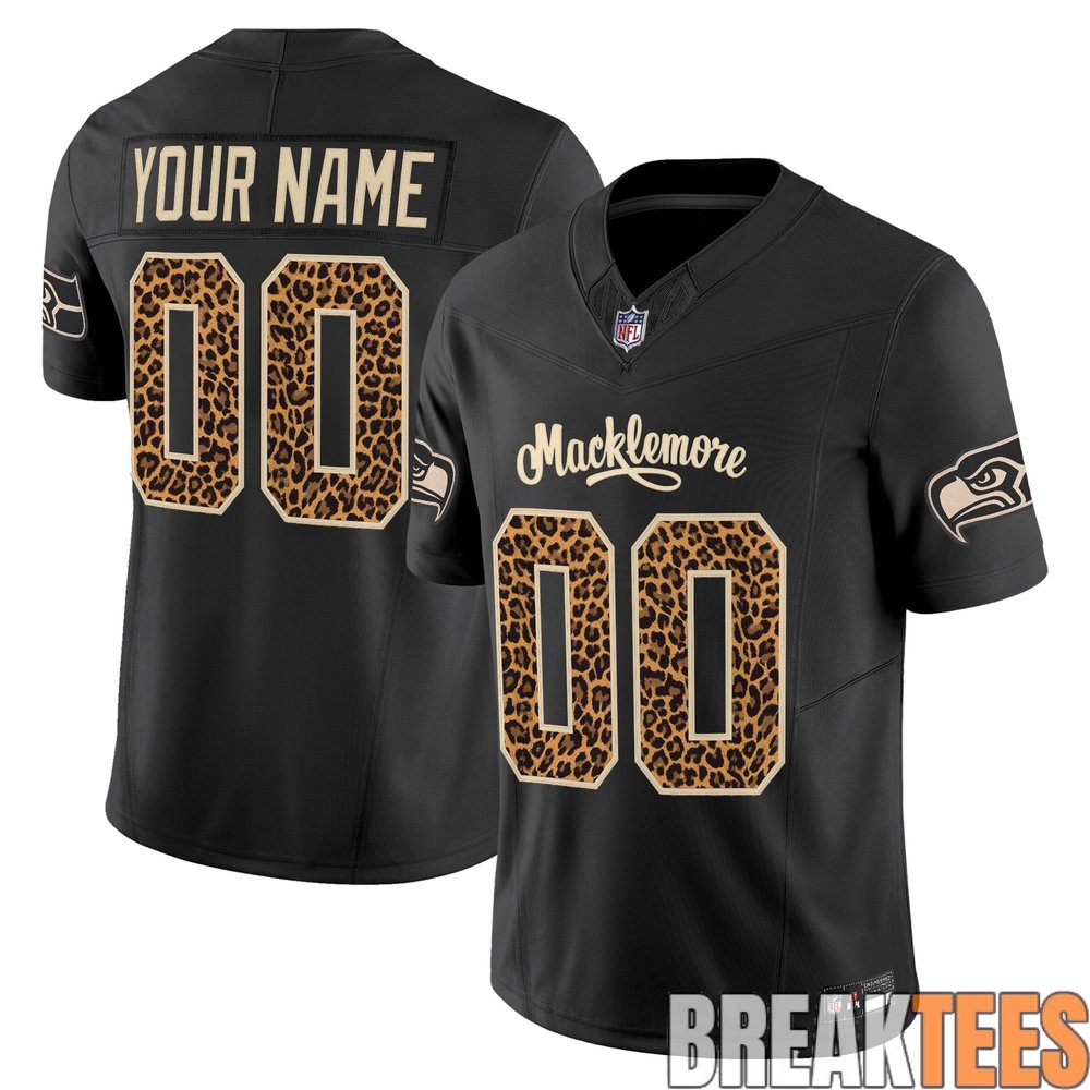 Seattle Seahawks x Macklemore Vapor Limited Custom Jersey – Leopard Print -Stitched Seattle Seahawks x Macklemore Vapor Limited Custom Jersey – Leopard Print -Stitched