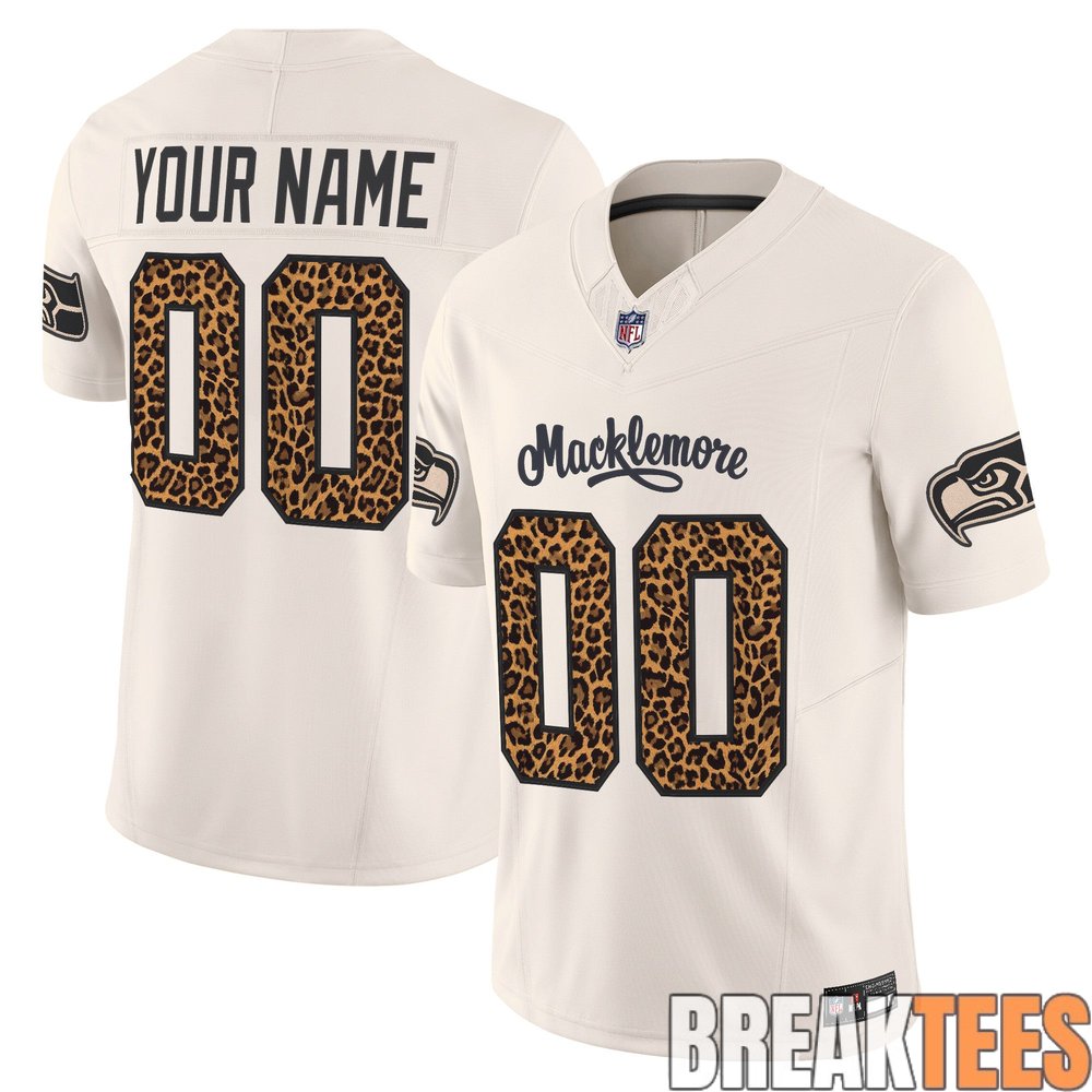 Seattle Seahawks x Macklemore Vapor Limited Custom Jersey – Leopard Print -Stitched Seattle Seahawks x Macklemore Vapor Limited Custom Jersey – Leopard Print -Stitched