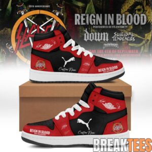 Slayer 40th Anniversary Reign In Blood Personalized AJ1 Sneaker 2026 Slayer Merch Fan Gift