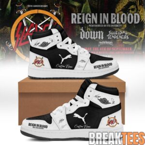 Slayer 40th Anniversary Reign In Blood Personalized AJ1 Sneaker 2026 Slayer Merch Fan Gift 1