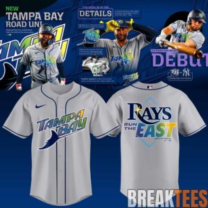 Tampa Bay Rays 2026 AL East Division Champions Run The EAST Road Uniform Baseball Jersey 1