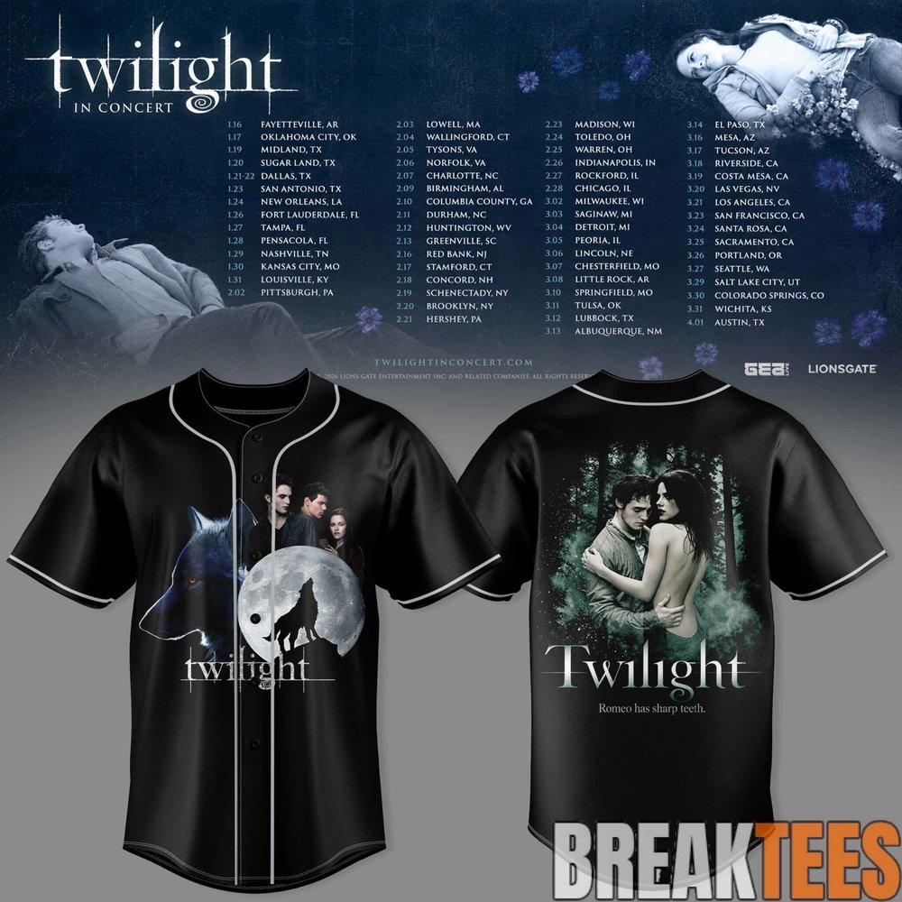 Twiilight Saga – Twilight In Concert Tour Baseball Jersey Twiilight Saga – Twilight In Concert Tour Baseball Jersey