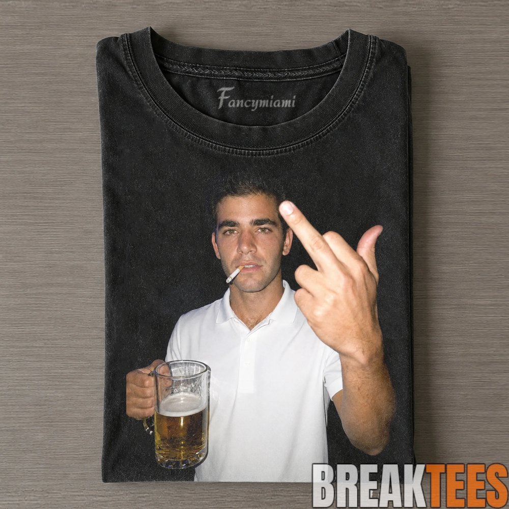 USA Pete Sampras Smoking, Drinking & Middle Finger Tee USA Pete Sampras Smoking, Drinking & Middle Finger Tee