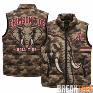 Alabama Crimson Tide 2026 Military Appreciation Camo Puffer Vest