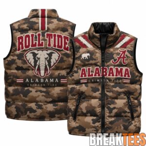 Alabama Crimson Tide 2026 Military Appreciation Camo Puffer Vest 2
