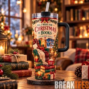 All I Want for Christmas Is Books 40oz Tumbler with Handle 2