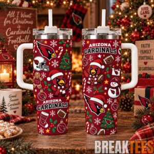 Arizona Cardinals Special Tumbler 40oz with Handle Christmas For Fan