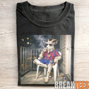 Barcelona No. 10 Smoking Goat Funny Soccer Meme T-Shirt