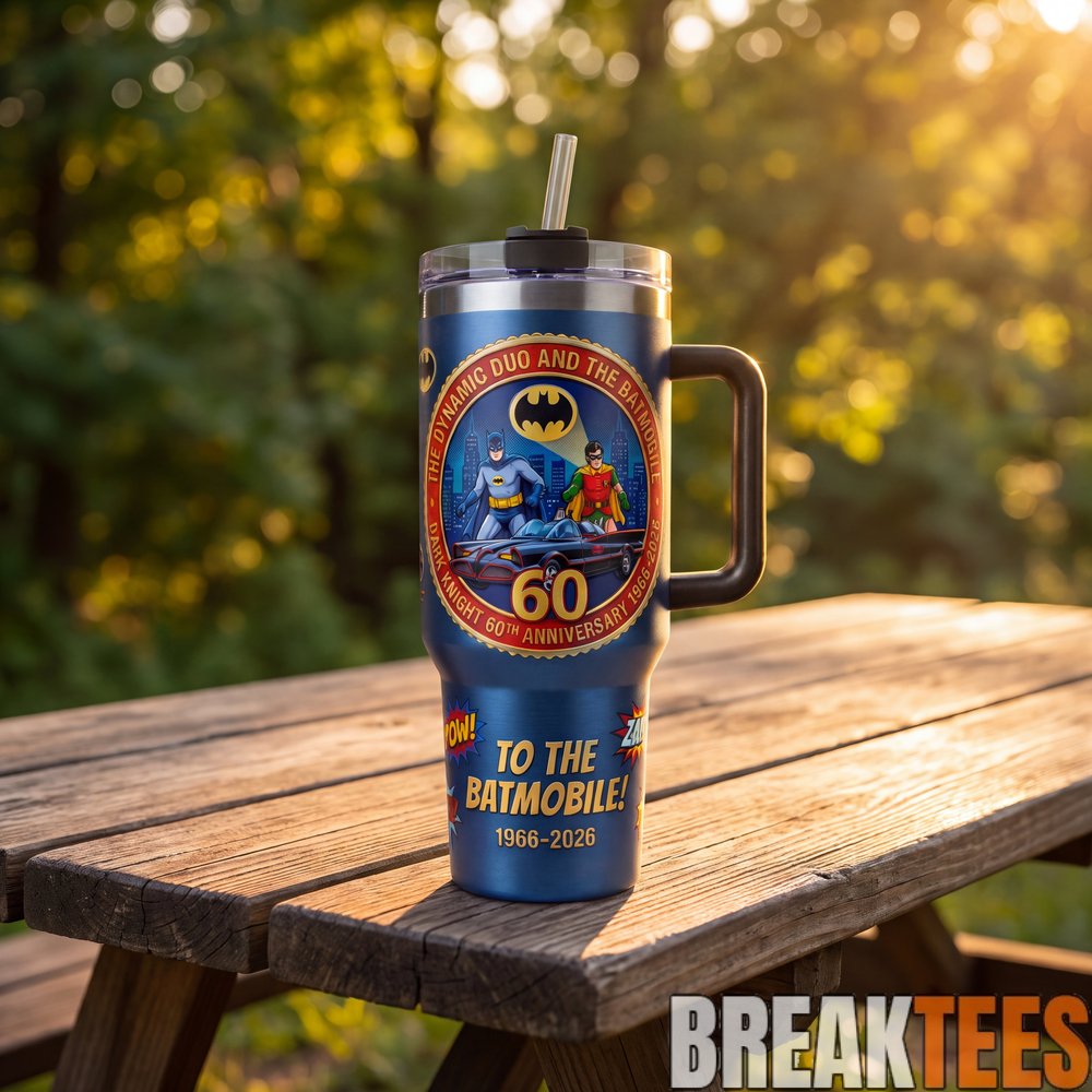 Batman & Robin 1966 Batmobile 60th Anniversary 40oz Tumbler with Handle – Classic DC Comics Superhero Fan Gift Batman & Robin 1966 Batmobile 60th Anniversary 40oz Tumbler with Handle – Classic DC Comics Superhero Fan Gift
