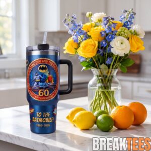Batman & Robin 1966 Batmobile 60th Anniversary 40oz Tumbler with Handle - Classic DC Comics Superhero Fan Gift 1 Batman & Robin 1966 Batmobile 60th Anniversary 40oz Tumbler with Handle - Classic DC Comics Superhero Fan Gift 1