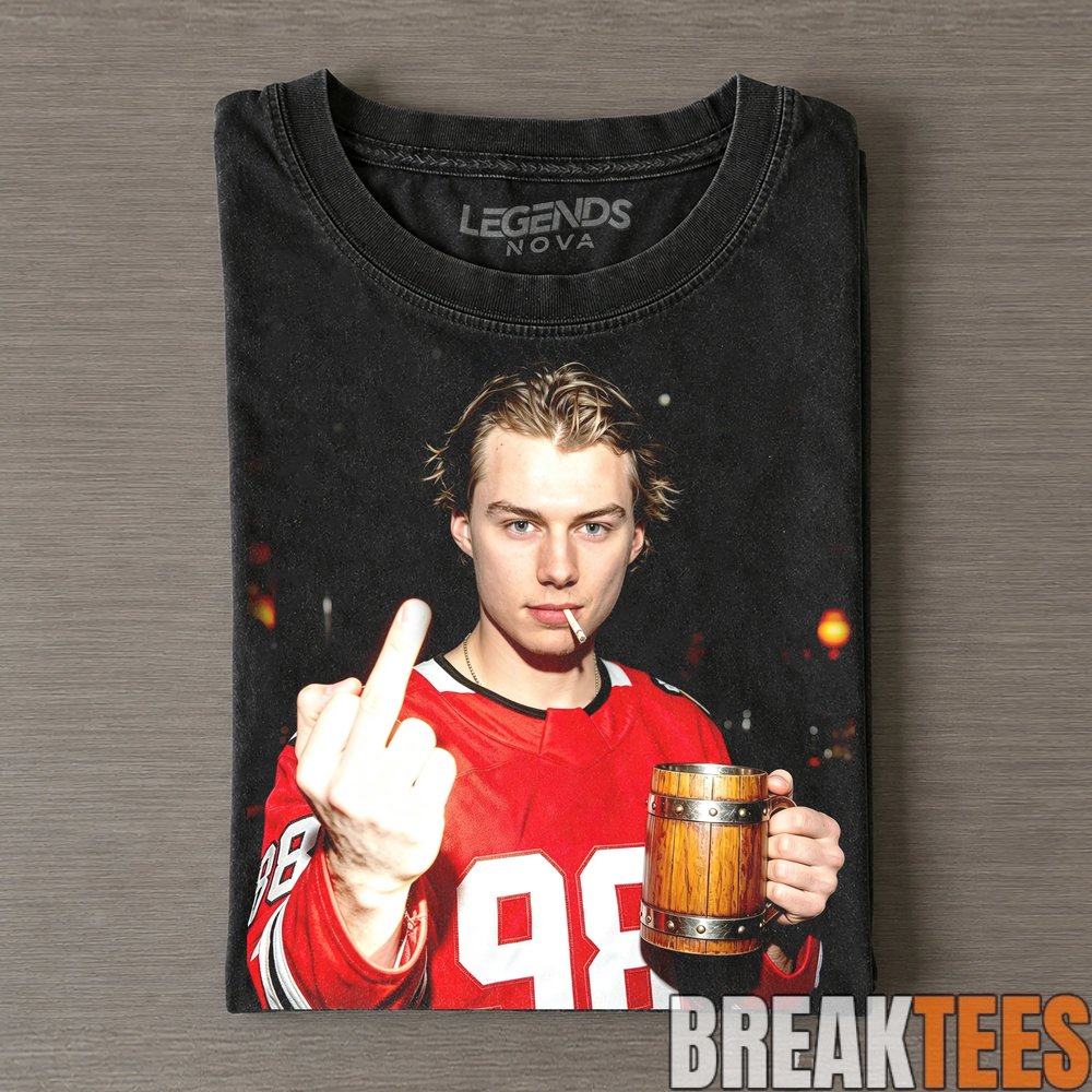 Chicago Blackhawks Connor Bedard Drunk & Smoke Tee Chicago Blackhawks Connor Bedard Drunk & Smoke Tee