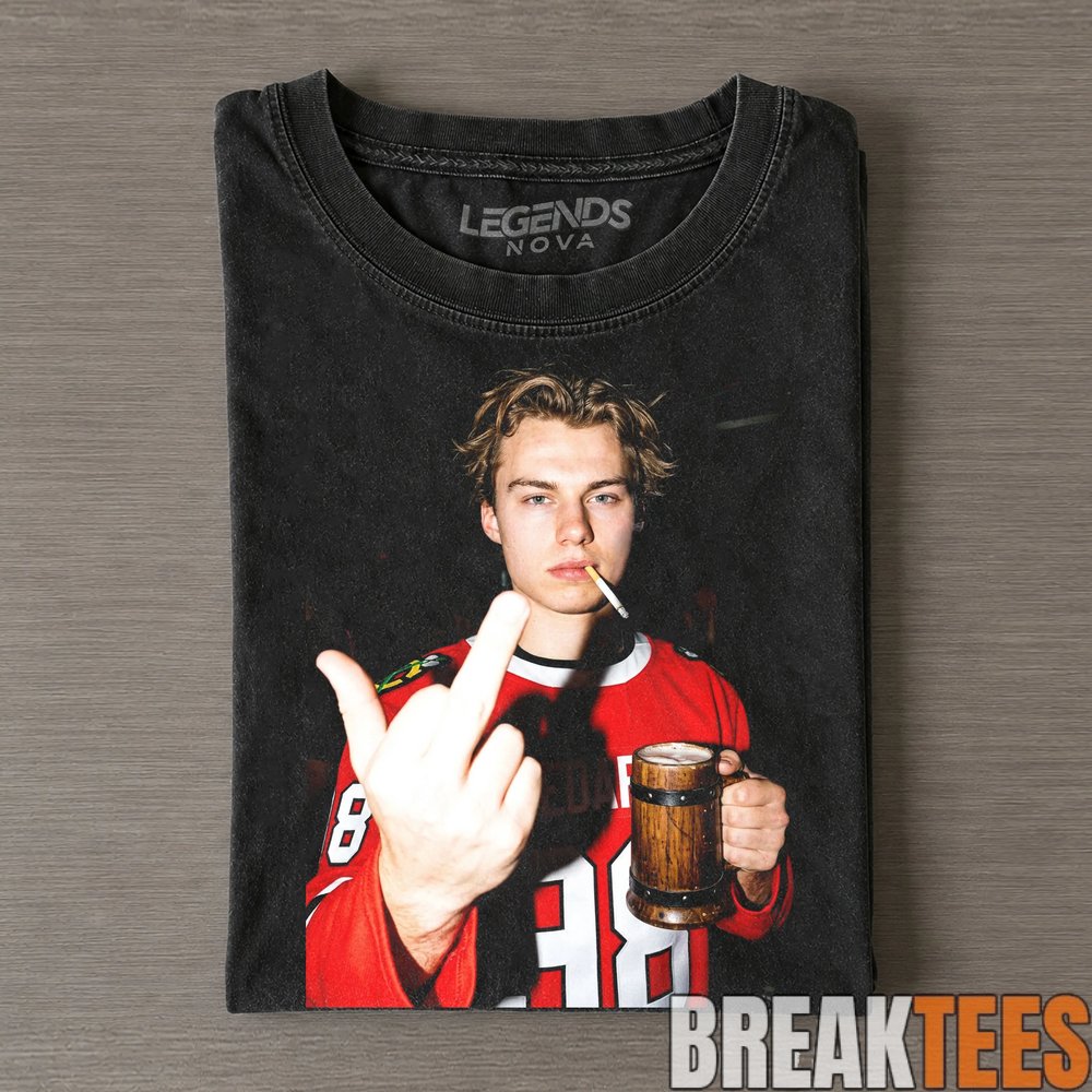 Chicago Blackhawks Connor Bedard Drunk & Smoke Tee Chicago Blackhawks Connor Bedard Drunk & Smoke Tee