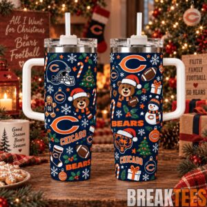Chicago Bears Special Tumbler 40oz with Handle Christmas For Fan