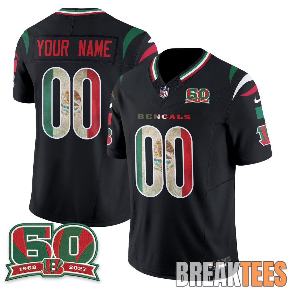 Cincinnati Bengals Mexico Edition Custom Football Jersey Cincinnati Bengals Mexico Edition Custom Football Jersey