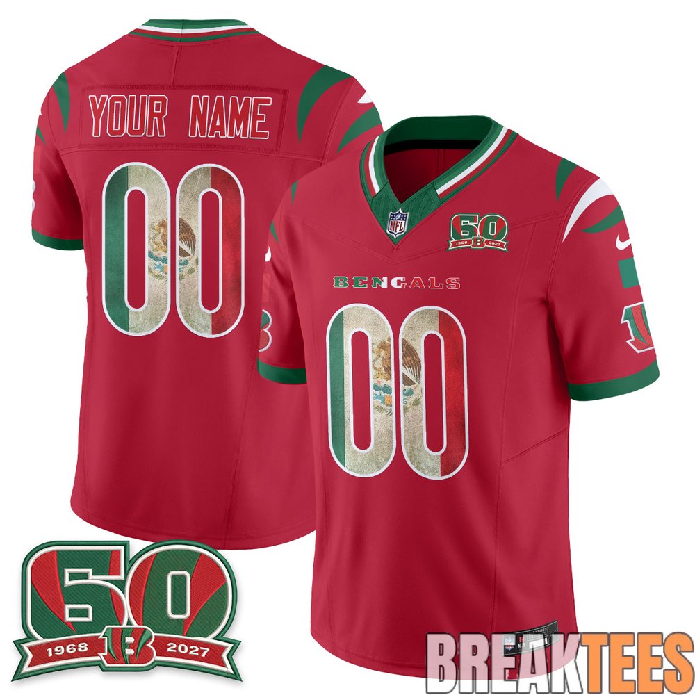 Cincinnati Bengals Mexico Edition Custom Football Jersey Cincinnati Bengals Mexico Edition Custom Football Jersey