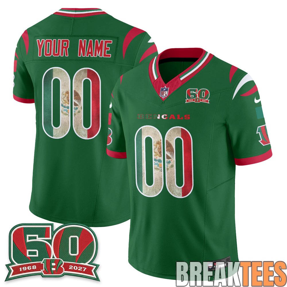 Cincinnati Bengals Mexico Edition Custom Football Jersey Cincinnati Bengals Mexico Edition Custom Football Jersey