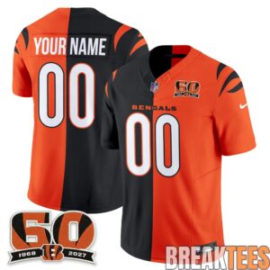 Cincinnati Bengals Split Edition Custom Football Jersey