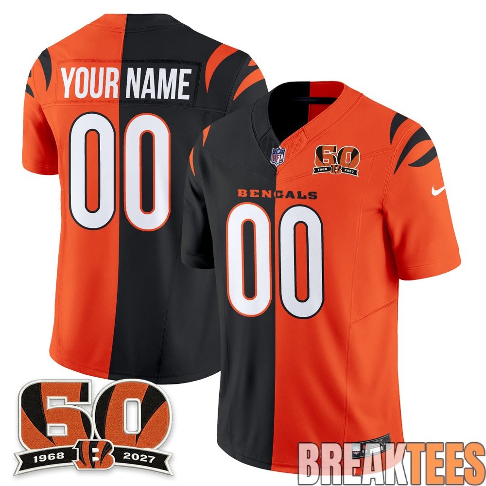 Cincinnati Bengals Split Edition Custom Football Jersey Cincinnati Bengals Split Edition Custom Football Jersey