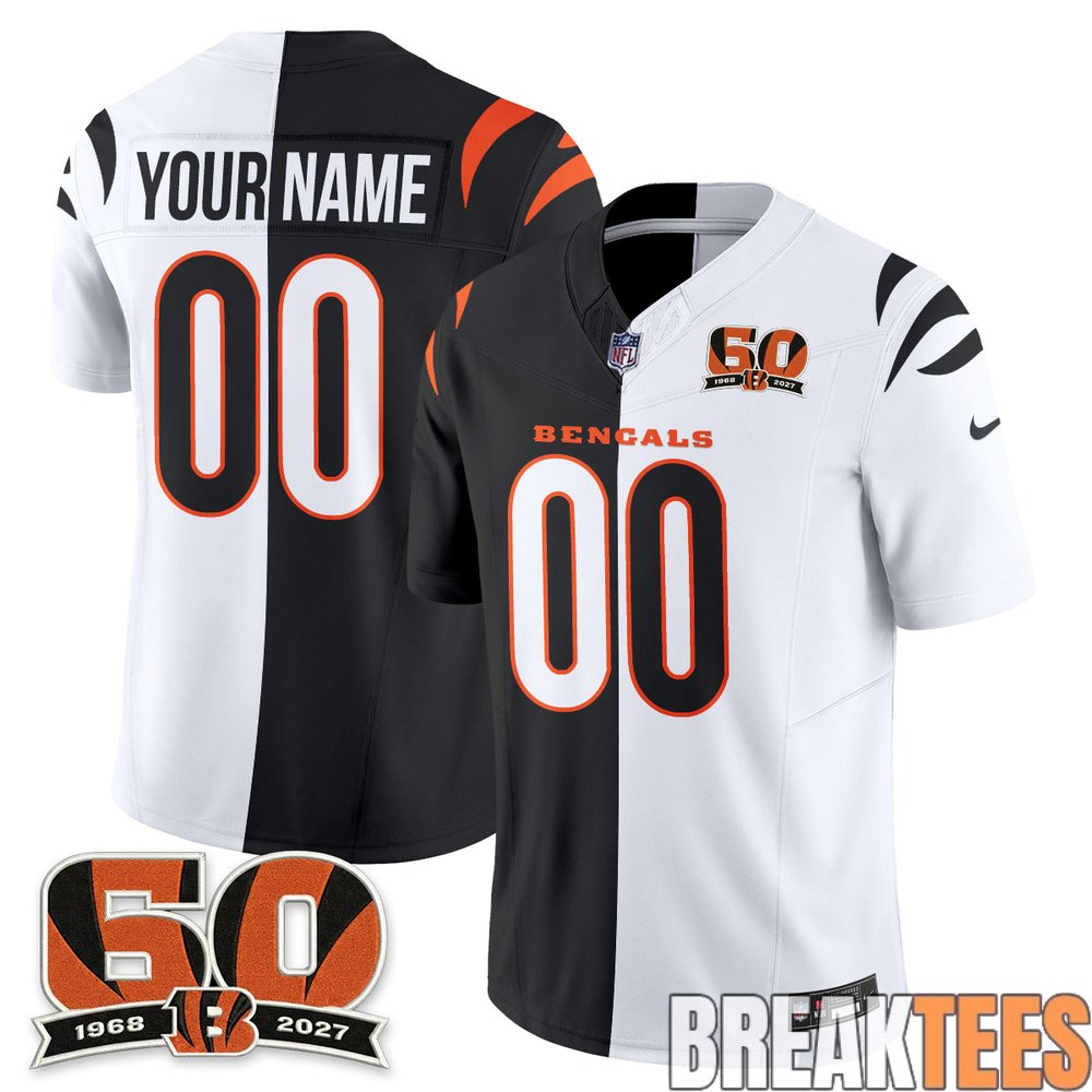 Cincinnati Bengals Split Edition Custom Football Jersey Cincinnati Bengals Split Edition Custom Football Jersey