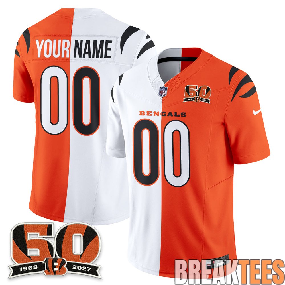 Cincinnati Bengals Split Edition Custom Football Jersey Cincinnati Bengals Split Edition Custom Football Jersey