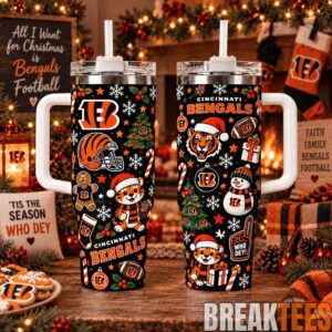 Cincinnati Bengals Special Tumbler 40oz with Handle Christmas For Fan