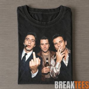Cinema Icons Al Pacino, Robert De Niro and Joe Pesci Smoking and Middle Finger T-Shirt
