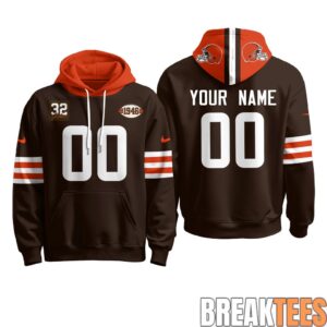 Cleveland Browns 1946 Anniversary Patch Custom Fleece Hoodie