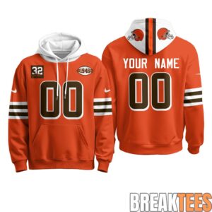 Cleveland Browns 1946 Anniversary Patch Custom Fleece Hoodie 1