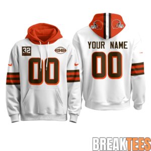 Cleveland Browns 1946 Anniversary Patch Custom Fleece Hoodie 2