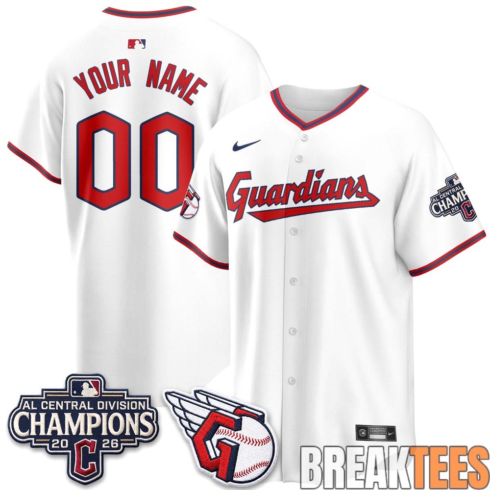Cleveland Guardians 2026 AL Central Champs Custom Baseball Jersey Cleveland Guardians 2026 AL Central Champs Custom Baseball Jersey