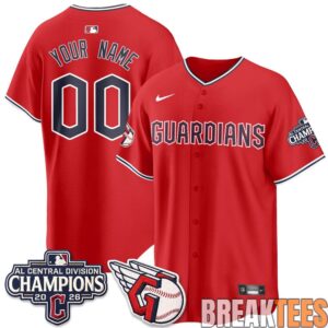 Cleveland Guardians 2026 AL Central Champs Custom Baseball Jersey 1 Cleveland Guardians 2026 AL Central Champs Custom Baseball Jersey 1