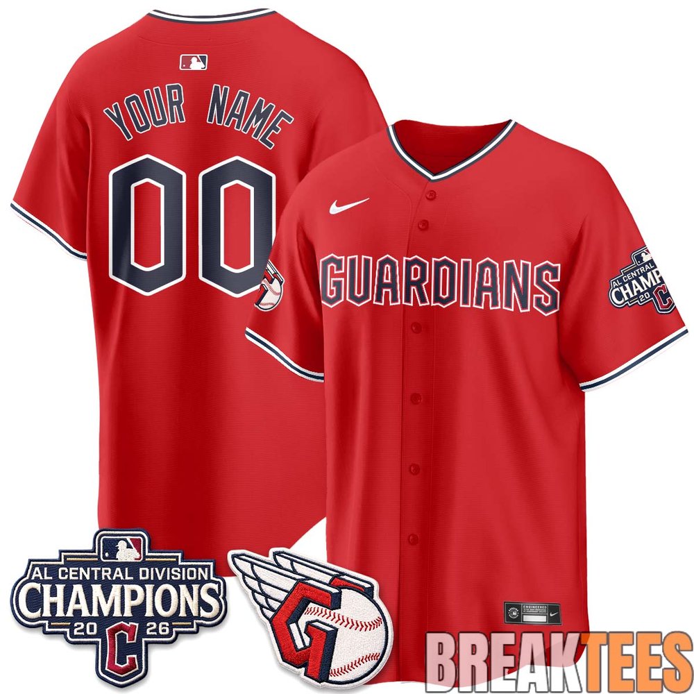 Cleveland Guardians 2026 AL Central Champs Custom Baseball Jersey Cleveland Guardians 2026 AL Central Champs Custom Baseball Jersey