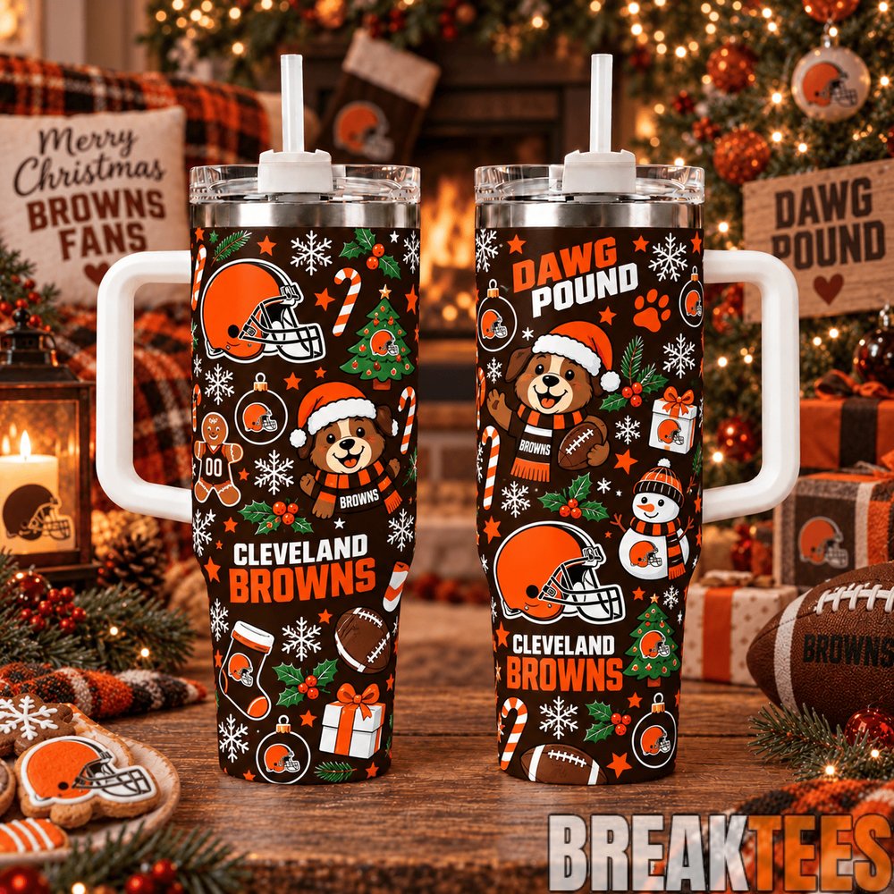 Cleveland Browns Special Tumbler 40oz with Handle Christmas For Fan Cleveland Browns Special Tumbler 40oz with Handle Christmas For Fan