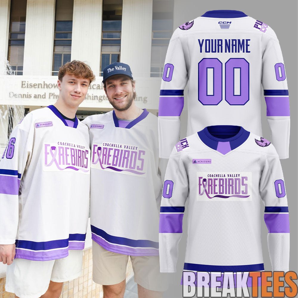 Coachella Valley Firebirds Firebirds Cancer Awareness Night 2026 Hockey Jersey Custom Coachella Valley Firebirds Firebirds Cancer Awareness Night 2026 Hockey Jersey Custom