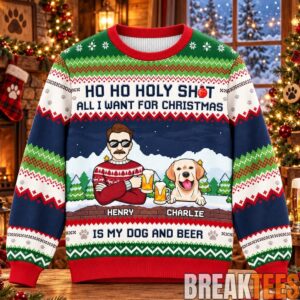 All I Want For Christmas Is My Dog And Beer 2026 Christmas Ugly Sweater
