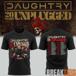 Daughtry 20 Years Unplugged Tour 2026 Rock Music Concert Black T-Shirt
