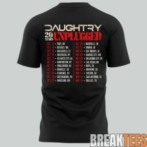 Daughtry 20 Years Unplugged Tour 2026 Rock Music Concert Black T-Shirt 2