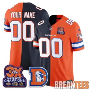 Denver Broncos Throwback Split Custom Football Jersey