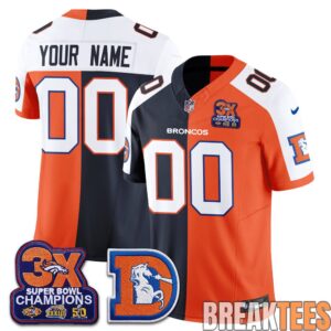 Denver Broncos Throwback Split Custom Football Jersey 2